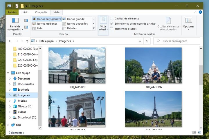 Opciones de Vista del Explorador de archivos de Windows 10