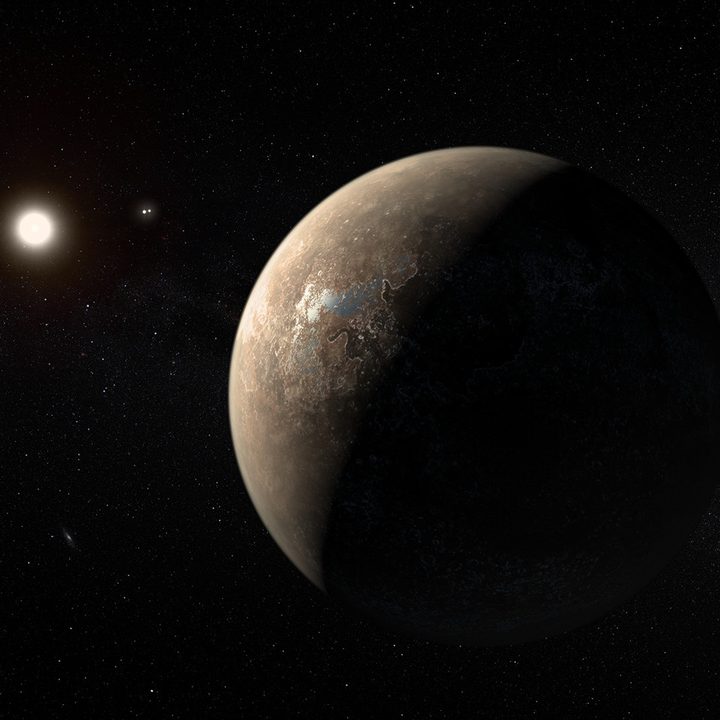Una representación gráfica de Proxima B, un planeta de características similares a la Tierra