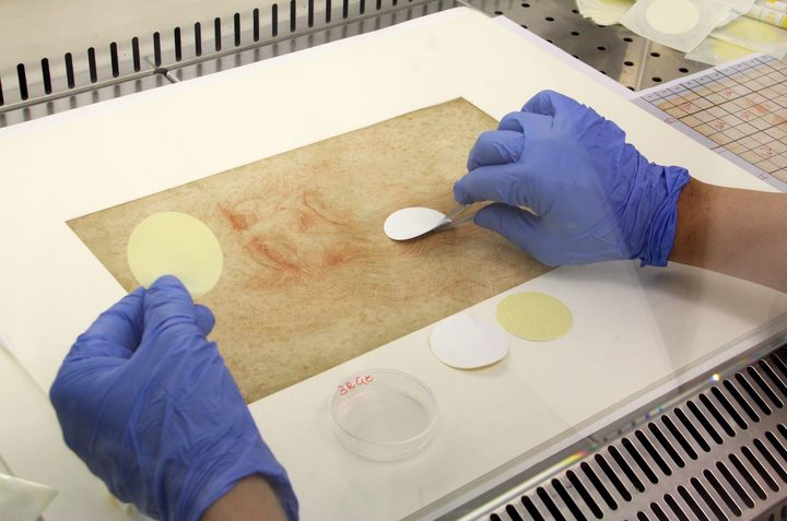 La imagen muestra una de las obras de Leonardo Da Vinci analizadas para descubrir bacterias.