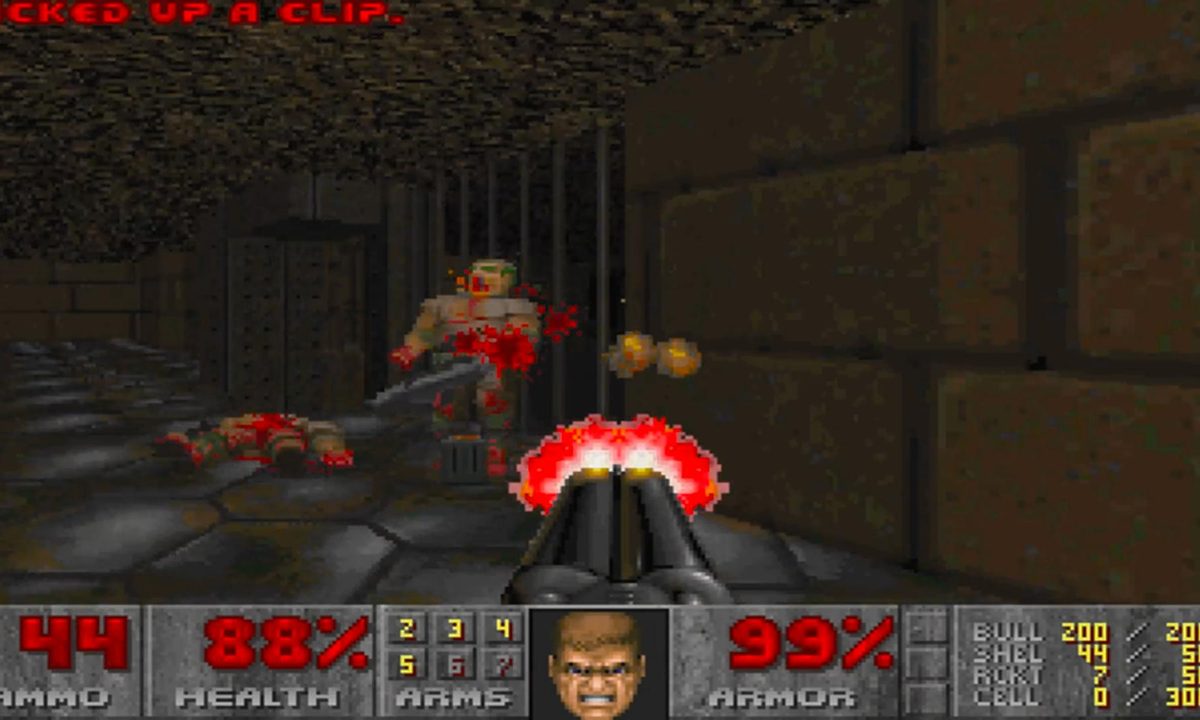 La imagen muestra una escena del popular juego Doom de 1993.