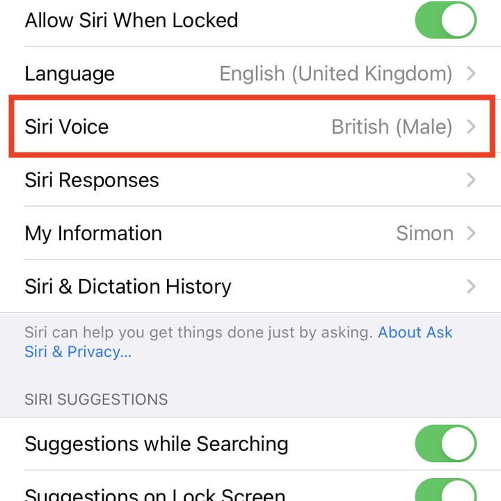 como cambiar la voz de siri siri2