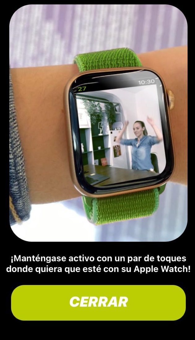 Apple Watch mostrando la app Wakeout¡