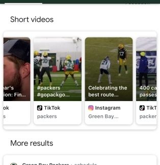 Captura de cómo funcionaría los videos cortos en Google