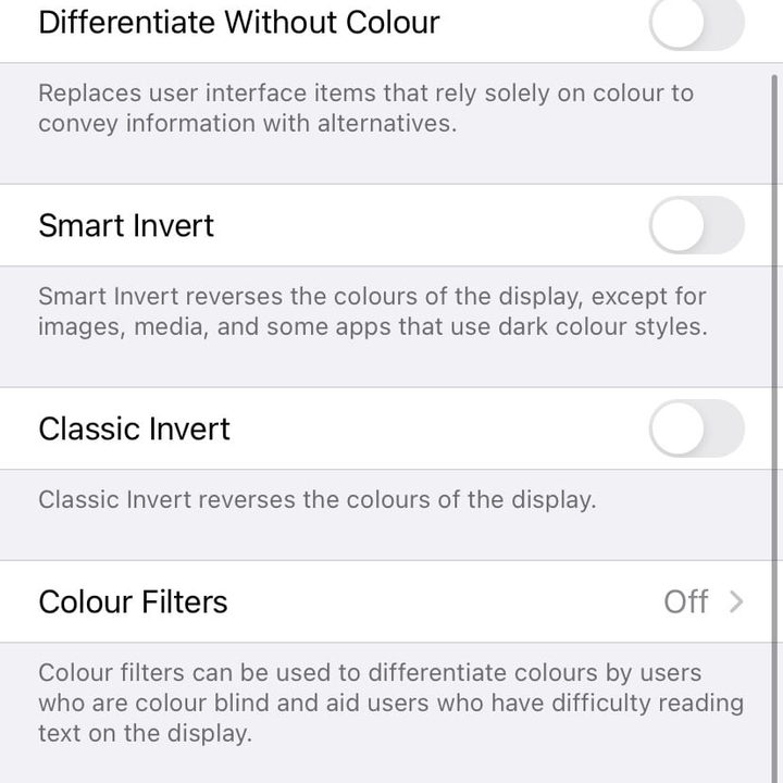 invertir los colores en un iphone 1c smart and classic invert 828x1792