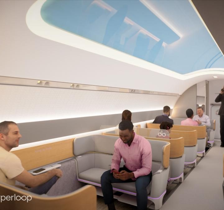 La imagen muestra cómo serán las cápsulas de Virgin Hyperloop.