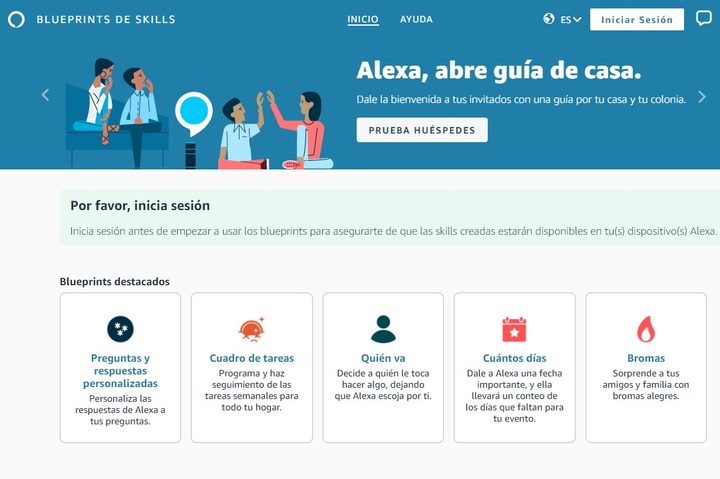 Pagina de Bloeprints para Alexa para comparar Google Home vs. Amazon Echo