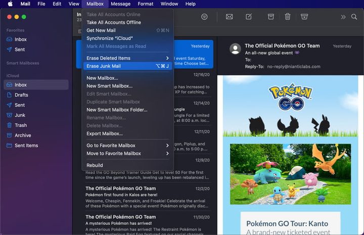 Elimninar correo basura para aprender a cómo liberar espacio en Mac