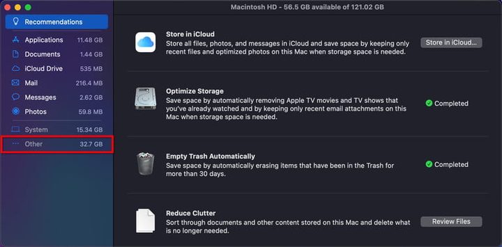 Imagen de Otros para aprender a cómo liberar espacio en Mac