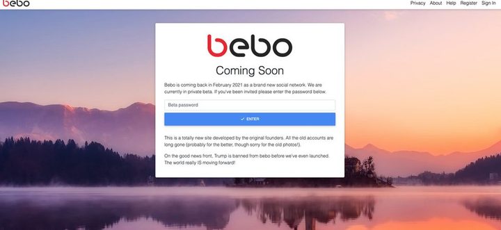 La imagen muestra un anuncio de la red social Bebo.