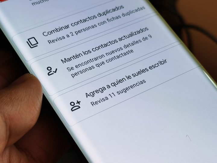 Opciones inteligentes en Contactos de Google