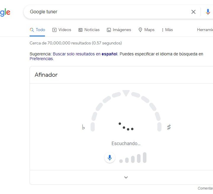 Afinador de guitarra en Google