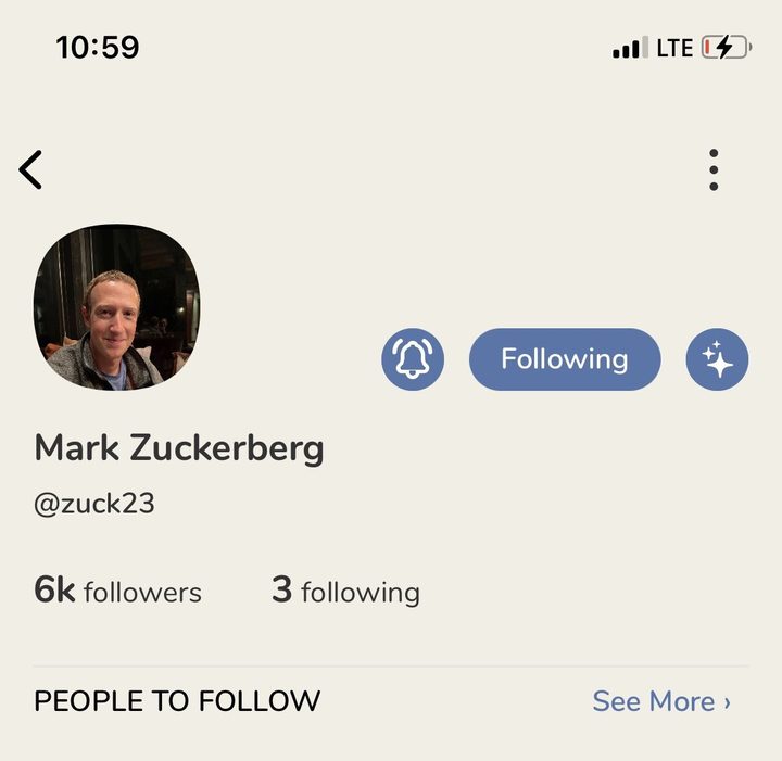 Perfil de Mark Zuckerberg en Clubhouse
