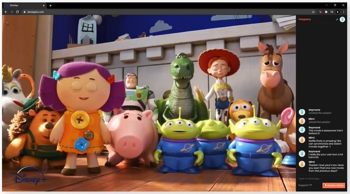 Interfaz de Teleparty