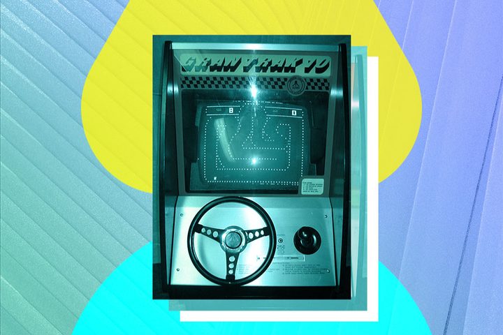 Una imagen de la máquina Gran Trak 10, la primera arcade de carreras de la historia