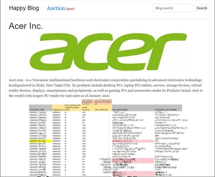 Ataque ransomware a Acer