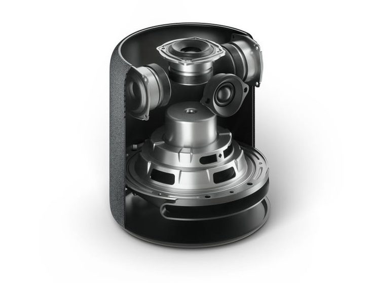 Diagrama de vista interior de un Echo Estudio para comparar Amazon Echo vs. Echo Studio