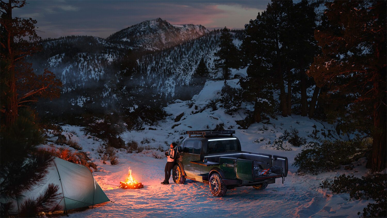 Canoo Pickup camping