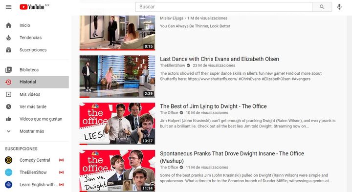 Historial de YouTube