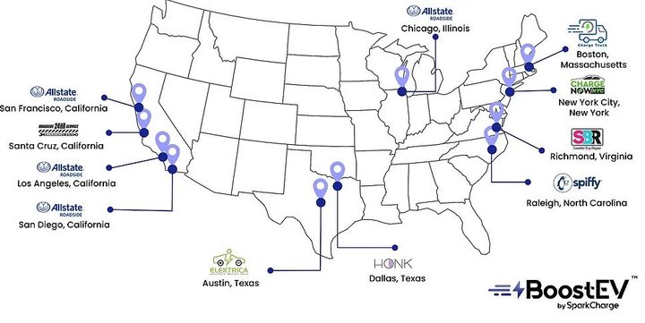 cobertura de cargadores móvil SparkCharge