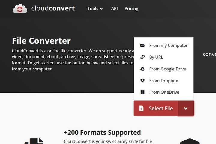 Seleccionar archivo a convertir en CloudConvert