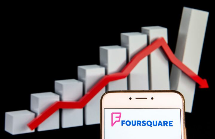 Una imagen sobre la caída en el valor de la empresa de tecnología Foursquare
