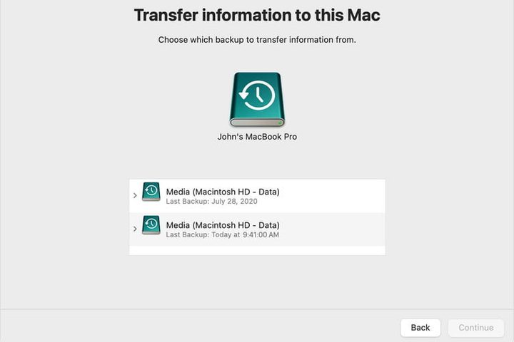 Pantalla de Time Machine de Apple