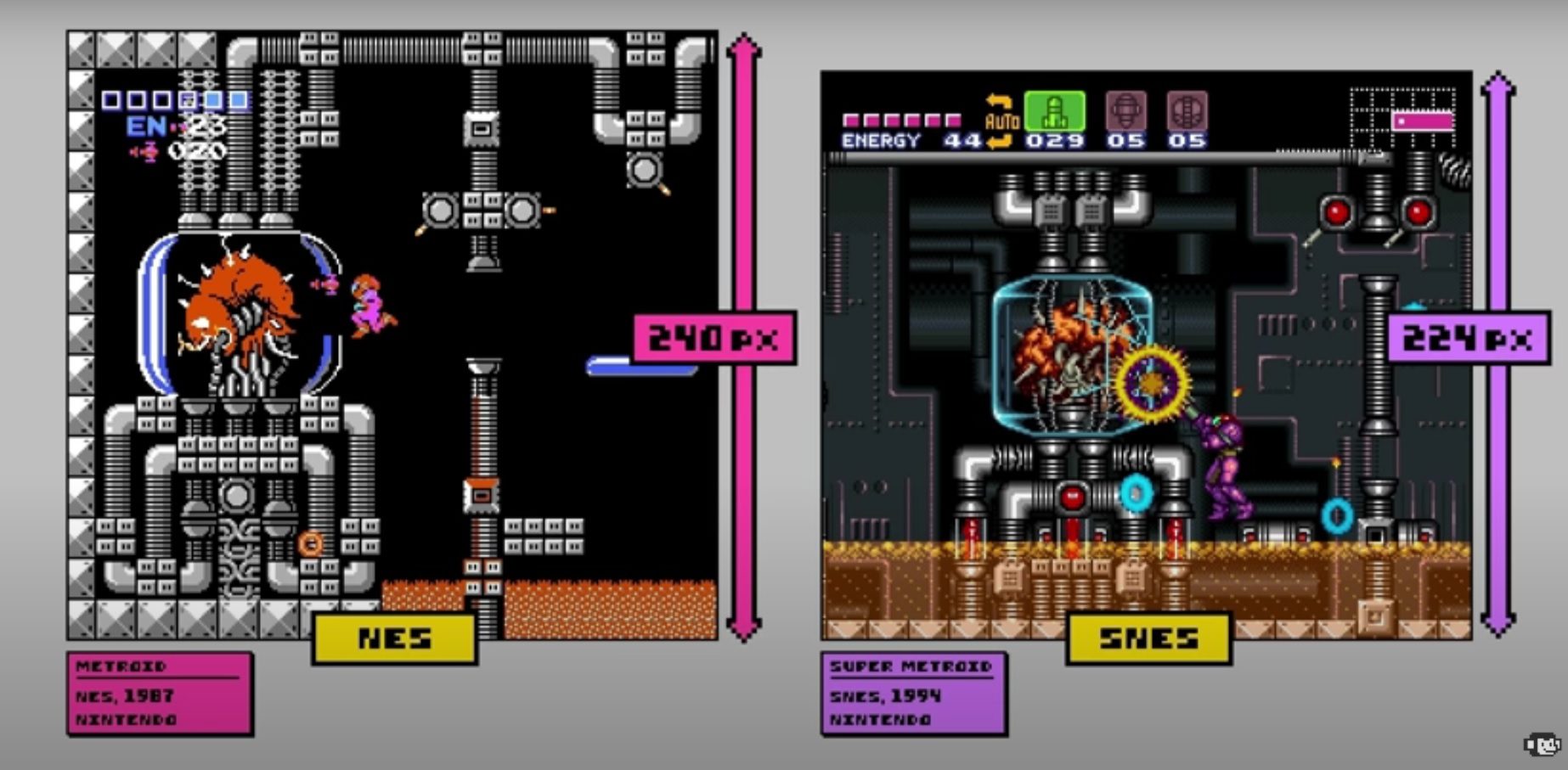 Una imagen comparativa del pixel art del NES y la SNES
