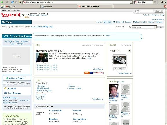 Una imagen de la red social Yahoo! 360°