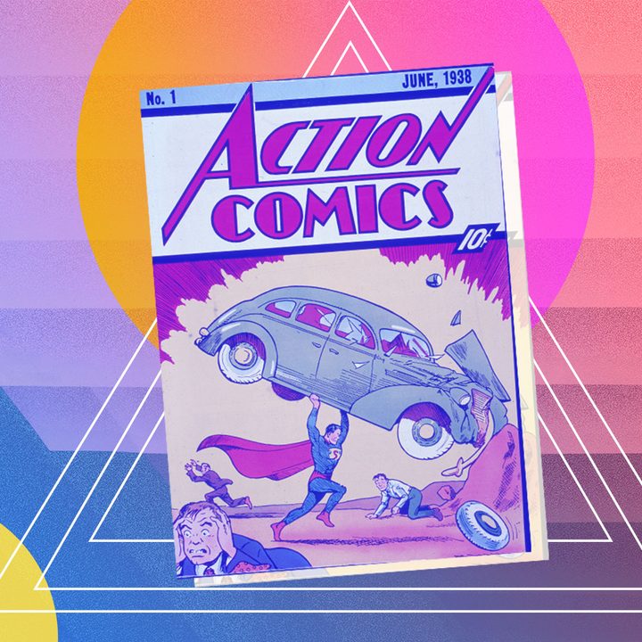 Una ilustración del primer cómic de Superman vendido el 18 de abril de 1938