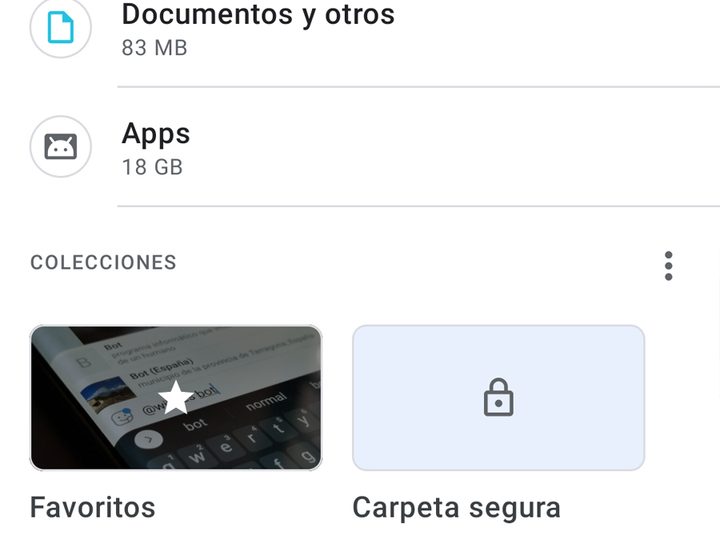 Secciones de Files de Google