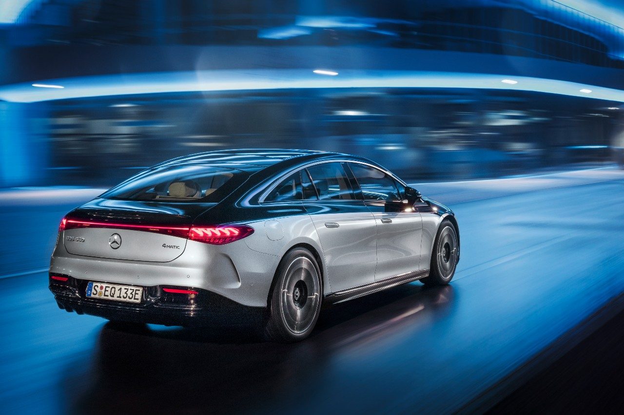 Mercedes Benz EQS rear view