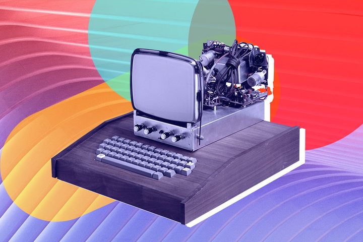 Una ilustración de la computadora Apple 1, la primera construida por Apple