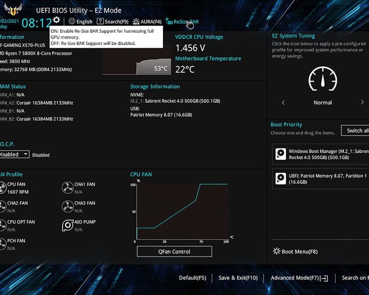 Pantalla de UEFI BIOS de placa base Asus