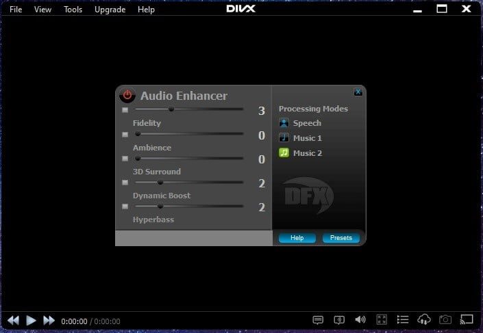 Pantalla de configuración de Div X