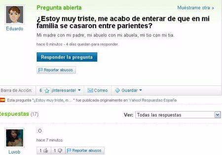 Una pregunta sobre incesto en Yahoo Respuestas