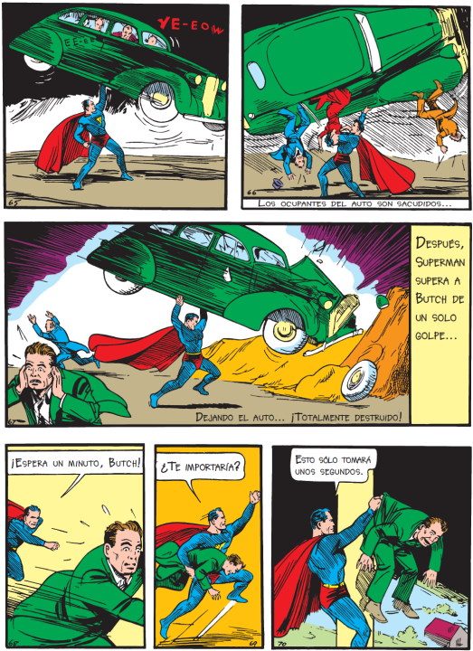 Una imagen del primer cómic de Superman