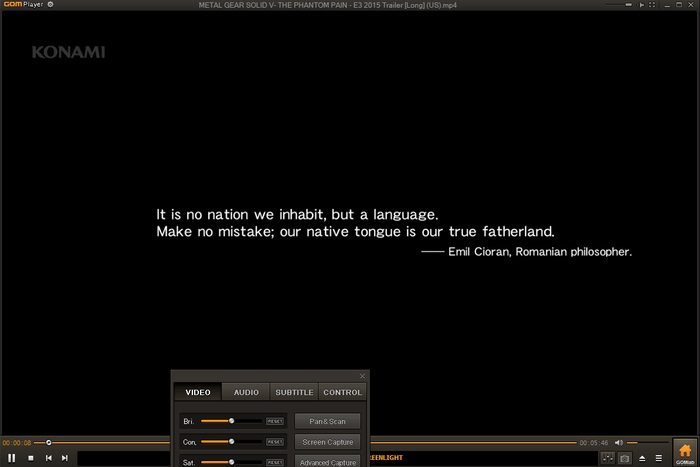 Imagen del reproductor GOM Media Player con una frase