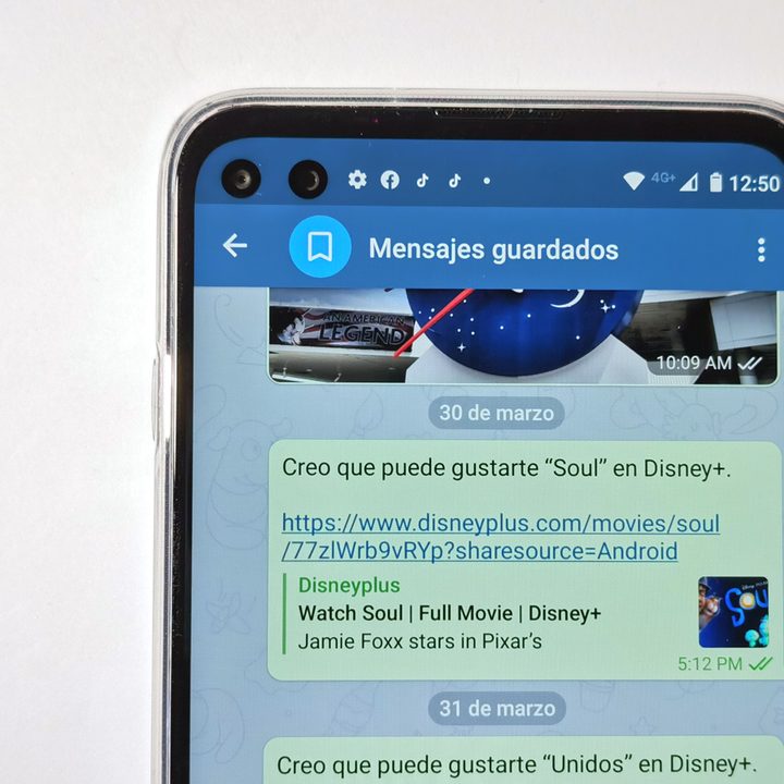 Mensajes guardados en Telegram