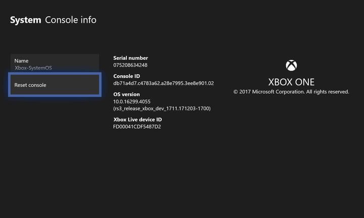 Resetear una Xbox One