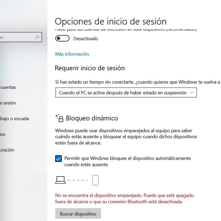 Cómo activar el Bloqueo dinámico de Windows 10
