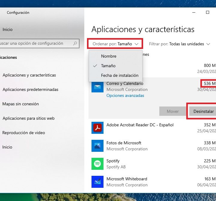Eliminar aplicaciones, otra forma de liberar espacio en disco duro en Windows 10