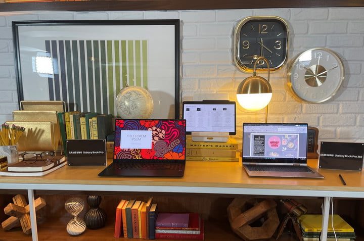 Galaxy Book Pro y 360 sobre un estante