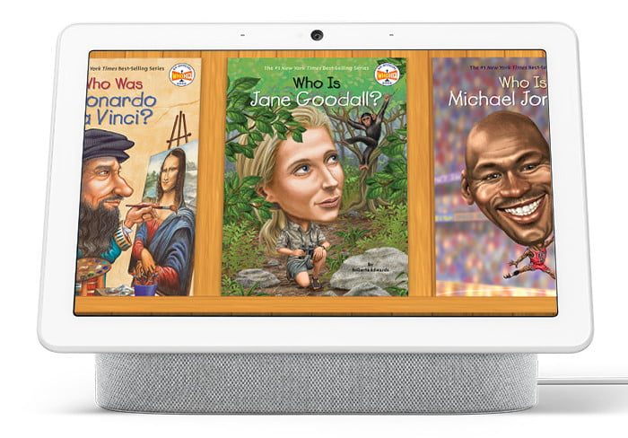 Asistente de Google usando la función de Escuchar historias con tus hijos