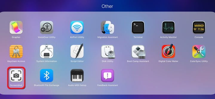 Escritorio de Mac mostrando la app Captura de pantalla