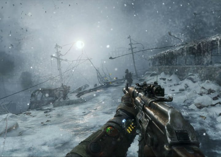 Cuadro de un juego mostrando un soldado apuntando un arma