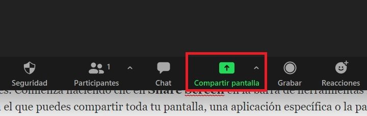 Cómo compartir pantalla en Zoom