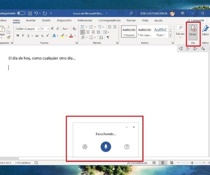 Usa el dictado de voz, uno de los trucos de Microsoft Word