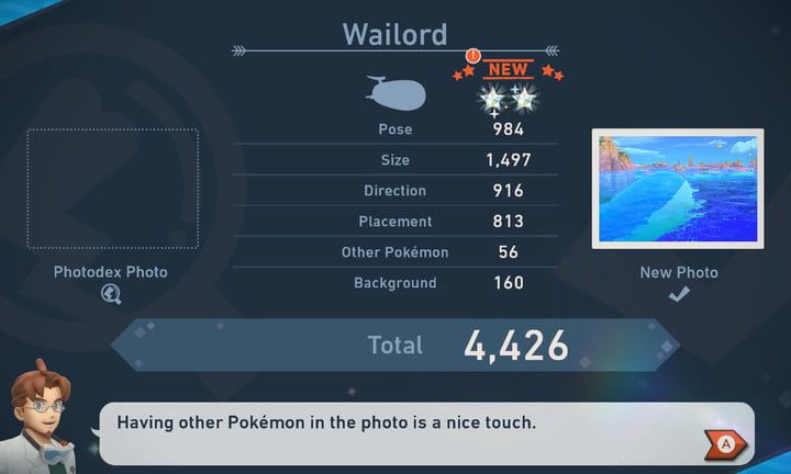 Estrellas y puntuaciones en New Pokémon Snap