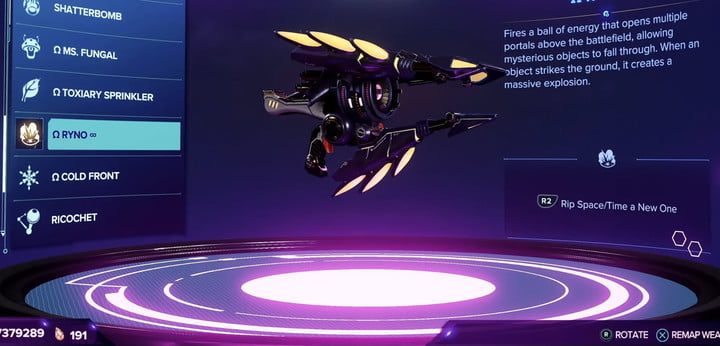 El arma RYNO 8 de Ratchet & Clank: Rift Apart