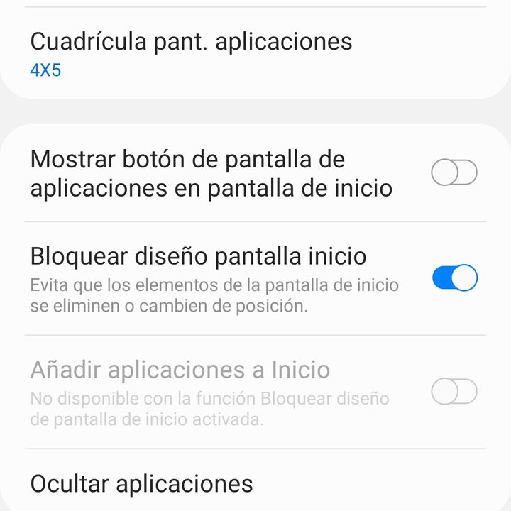 Cómo activar la función Bloquear diseño pantalla inicio de un Samsung Galaxy